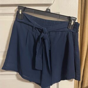 Navy Blue Tie-Waist Shorts